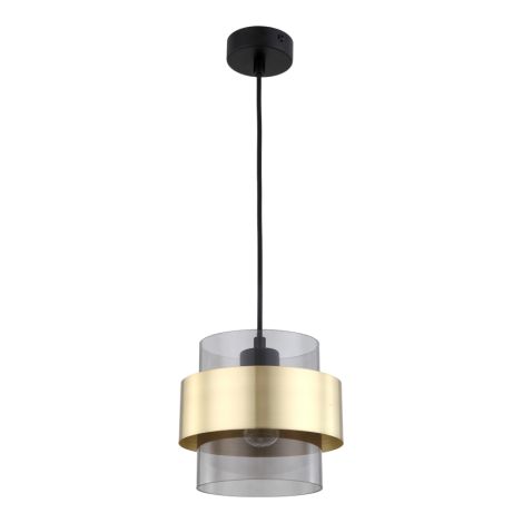 Suspension Miele grande E27 verre fumé doré Light