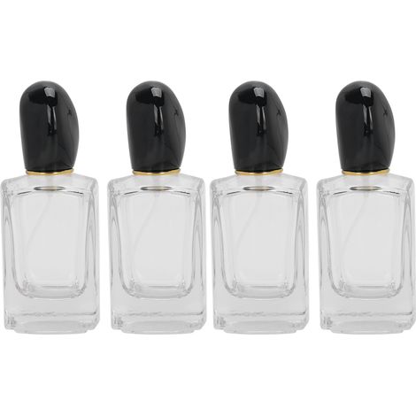 Lot de 4 flacons atomiseurs rechargeables en verre 50ml, vaporisateur vide parfum avec couvercle noir (1/5)