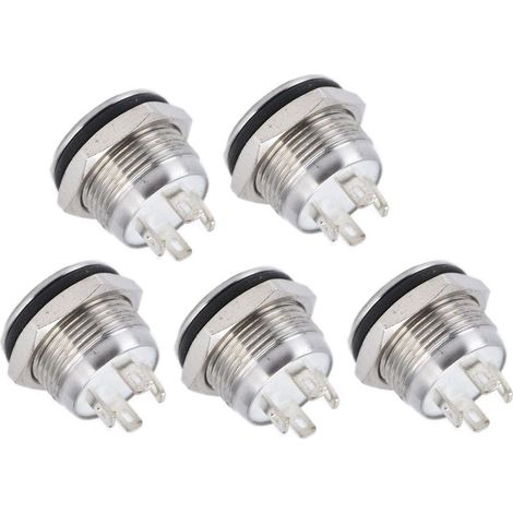 5 pièces interrupteur à bouton dessus plat en acier inoxydable avec LED accessoires d'alimentation à réinitialisation automatique 12mmDC3-6V bleu (1/5)