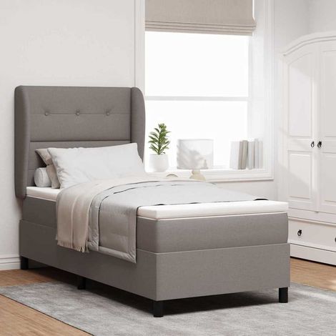 vidaXL Boxspringbett mit Kopfteil Taupe 90 x 190 cm Stoff (1/5)