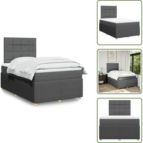 Sommier à lattes de lit avec matelas Gris foncé 120x200cm Tissu - Sommier À Lattes De Lit - Sommiers À Lattes De Lit - Lit - Meuble De Chambre À Coucher (1/5)