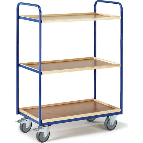 Rollcart Etagenwagen 1500mm hoch 2 Wände offen mit 3 Kästen 1000x575mm im Buchendekor
