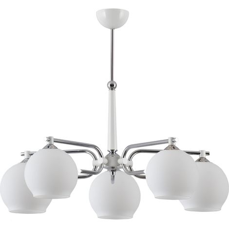 Lampadario AXEL Jupiter bianco/cromo 5 luci vetro E27