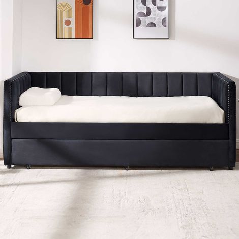 Lit banquette Auckland - 90 x 200 cm - Avec lit gigogne - Velours