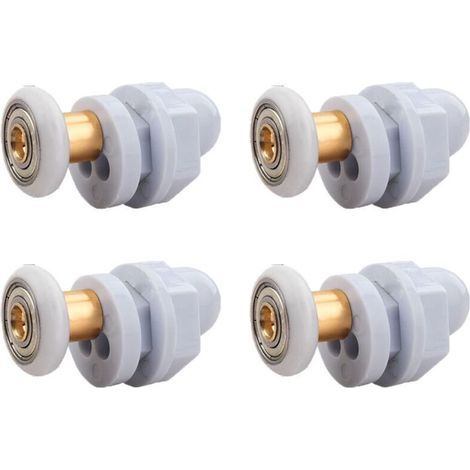 Rulli per porta doccia, 4 pezzi in ottone, rulli per porta scorrevole doccia, rulli per porta scorrevole, per la sostituzione dei rulli delle guide per porta scorrevole in vetro della doccia (19 mm) (1/4)