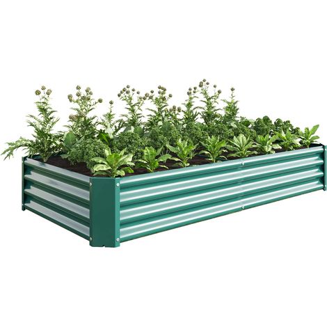 Bac potager surélevé argenté en métal 240 x 120 x 30 cm (1/5)