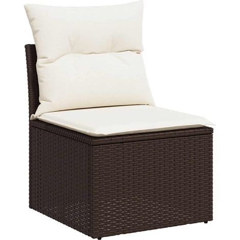 Gartensessel ohne Armlehnen mit Kissen Braun Poly Rattan vidaXL