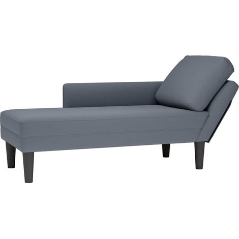 Chaiselongue mit Kissen und Rechter Armlehne Dunkelgrau Samt vidaXL