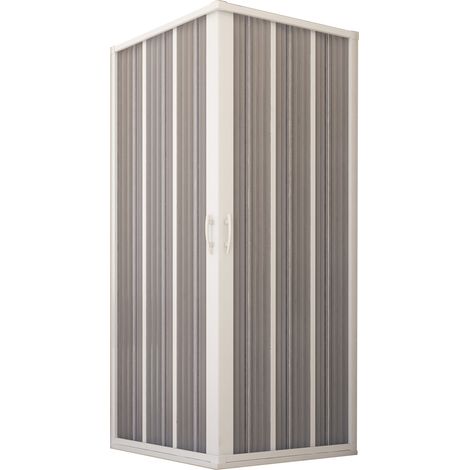Eck-Duschkabine aus pvc mit Faltduschtür weiss h 185 mod. Flex mit zentraler Öffnung 80x80 cm