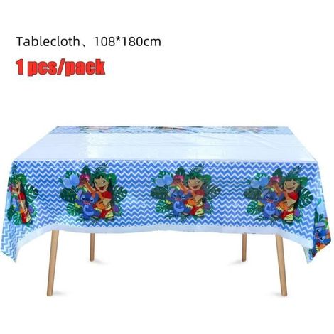1 pièce nappe jetable Stitch, 108 x 180 cm, vaisselle en papier thématique Lilo & Stitch, décoration fête d'anniversaire enfant