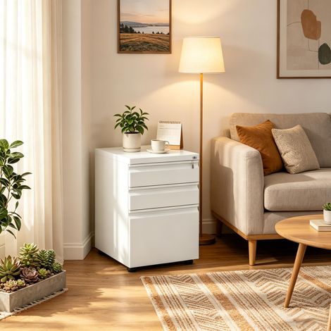 Caisson de bureau, classeur mobile, meuble de rangement à roulettes, meuble à tiroirs (uniquement avec meuble à tiroirs) (1/5)