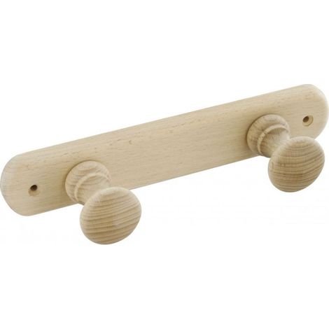 Porte-manteau Bois éco Bois Naturel Hêtre 2 Têtes 23 X 6 X 4,2