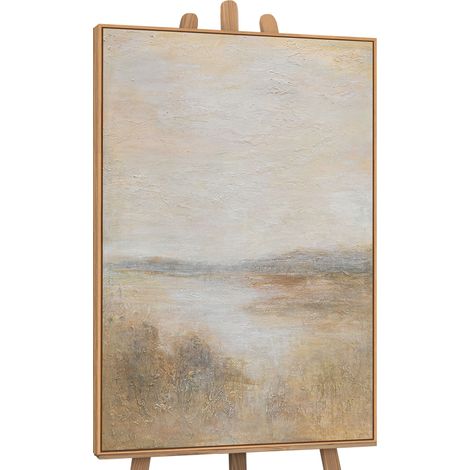 Gemälde Nebeliger Morgen Rahmen Eichefarben 120x80 cm (1/5)