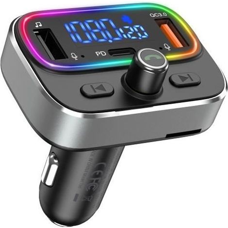 Transmetteur FM Bluetooth - Oria - Adaptateur Voiture - Appel Mains Libres - Charge Rapide - Bluetooth 5.0 (1/4)