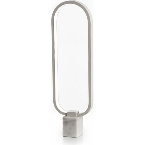 Naos Lampada da tavolo a LED con paralume e struttura in metallo bianco, base in marmo pregiato, luce 3000K, design elegante - Naos (1/3)