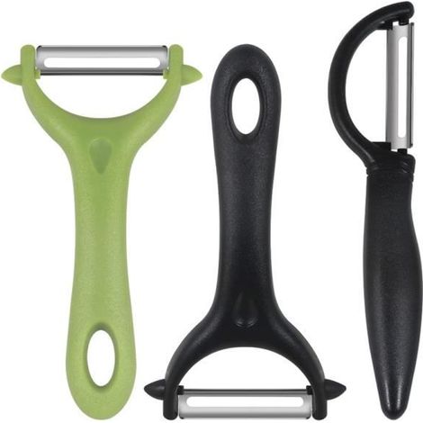 3 Pièces Econome legumes, Extra Tranchant Double Tranchant, Eplucheur pomme de terre, Epluche legume, Manche Ergonomique, (1/4)
