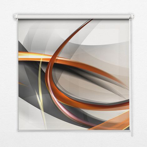 Tenda a Rullo Interna per Finestra - Tenda Filtrante Luce - Tenda Privacy - Tenda Decorativa Rettangolare - Rullo per Interni - (70 cm x 140 cm) - Schema a linee arancioni