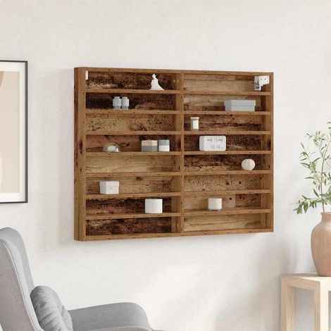 Vitrine mit Regal Altholz 100 x 8,5 x 75 cm Holzwerkstoff