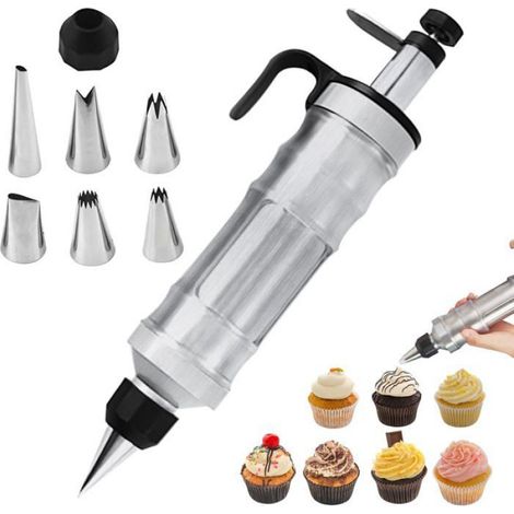 Garnissage professionnelle en acier inoxydable, 6 douilles, pour confitures et décoration gâteaux, biscuits, pâtisseries (1/5)