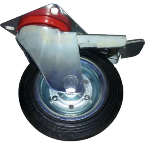 AVO 103 RUOTA CON RIVESTIMENTO IN GOMMA PIENA 180x50 SUPPORTO GIREVOLE E FRENO