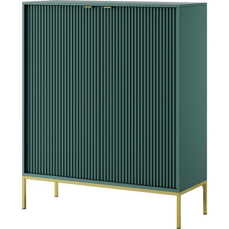 Credenza: 2 ante, labrador, oro, 104 x 125 x 39 cm, maniglie dorate (1/5)