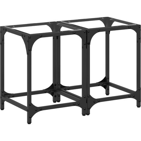 Tables basses avec dessus en verre transparent 2 pcs  Table de salon  Table de café acier (1/5)
