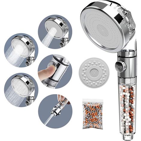 Pommeau Douche Anti Calcaire, d'Eau Haute Pression Système de 3 Couches de Filtration avec 3 Mode de Douche (1/5)