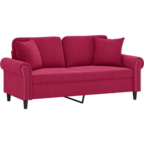 Maison Exclusive - Divano a 2 Posti con Cuscini Rosso Vino 140 cm in Velluto
