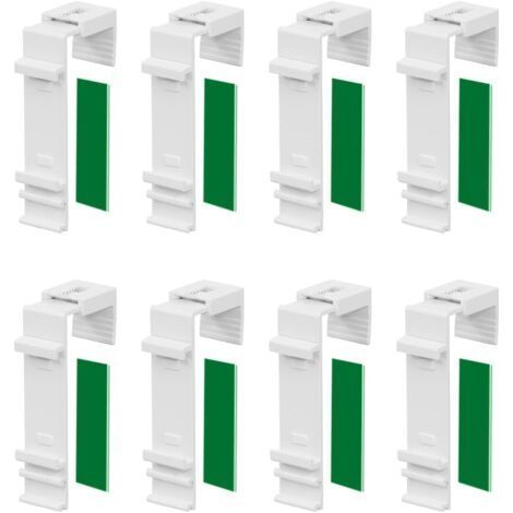 Lot de 8 Supports de Serrage Longs pour Store Double Klemmfix à Fixer et à Coller sans perçage comme Accessoire ou pièce de Rechange pour la Suspension à la fenêtre en PVC, Porte de Balco (1/5)
