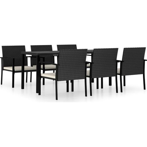 Maison Exclusive - Set da Pranzo da Giardino 7 pz in Polyrattan Nero