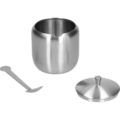Pot à sucre 370 ml acier inoxydable 304 poli ou brossé anti-rouille anti-oxydation boîte à épices avec cuillère (1/5)