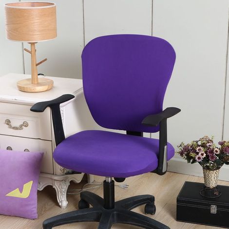 Housse de Chaise de Bureau Split,Housse pour Chaise Tissu élastique Amovible et Résistante pour Fauteuil de Bureau Rotatif Chaise pivotante Accoudoirs Chaise,Violet,1PC (1/4)