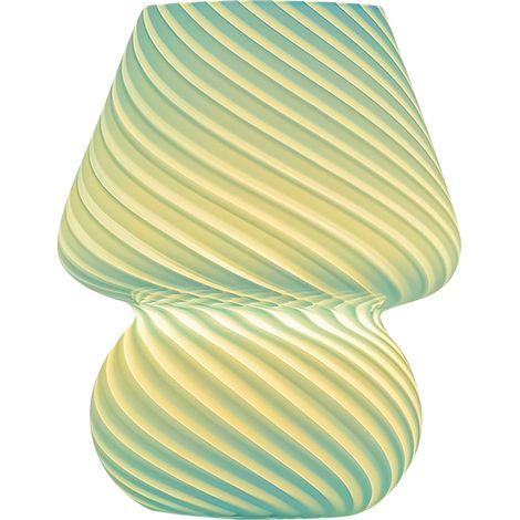 Ortviai Lampe de nuit en verre forme de champignon – 3 couleurs, télécommande, bleu texturé, USB 5 V (1/5)