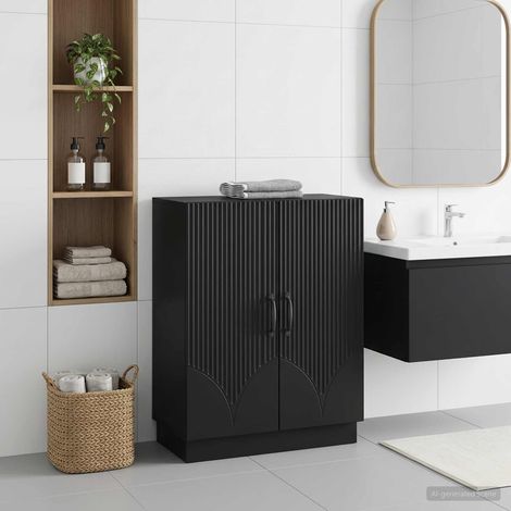 Meuble de Rangement de Salle de Bain HOORN Noir (1/5)