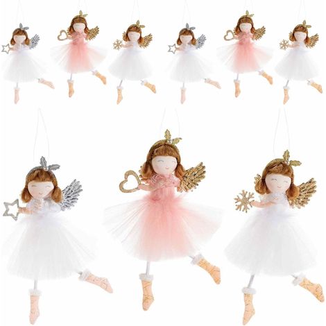 Angeli di Natale in Tulle Decorazioni da Appendere per Albero, Casa, Vetrine Set da 9 Idea Regalo (1/5)