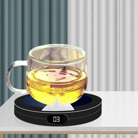 Placemat Chauffant - 10 W - Régulation Température 3 Niveaux - Surface Chauffante 13,2 cm - Coupure Automatique Après 8 H - Pour Tasses en Céramique Verre Métal Émail - 1 Pièce (1/5)