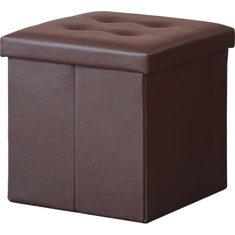 Coffre de Rangement Pouf Pliable PVC 38cm - marron (1/3)