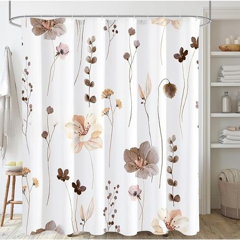 Cortina de ducha impermeable de poliéster de 180x180 cm, blanca, antimoho para baño.