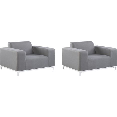 Set di 2 poltrone in tessuto grigio e struttura bianca Rovigo