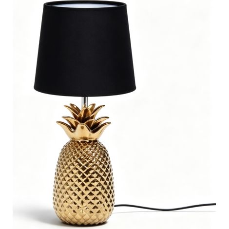 Lampe Decorative à Base en Céramique Ananas Brillante – Douille E14, Style Vintage et Élégant, Design Tropicale et Chic pour Décoration Originaire (1/4)
