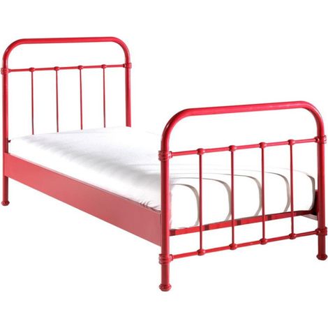 Lit Enfant Métal "New York" 90x200cm Rouge (1/4)