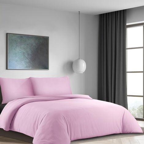 Parure de lit Housse de couette et taie d'oreiller En tissu doux Infroissable Avec housse de couette et taie d'oreiller rose clair 155 x 220 + 80 x (1/5)