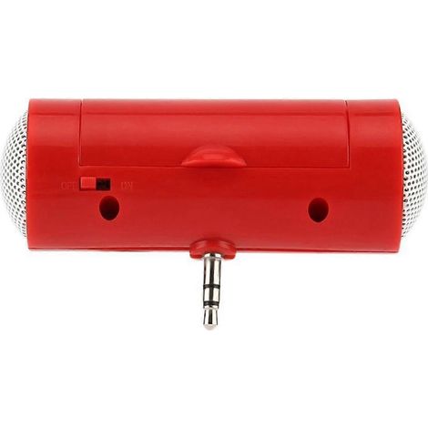 Mini-enceinte portable 3,5 mm, mini-enceinte amplifiée, plug and play pour téléphones et tablettes, rouge (1/5)