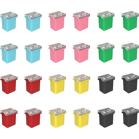 24 Pieces Square Fuse Assortment, Automotive Low Profile Fuses in Box Shape for Trucks, Cars and SUVs (20A/30A/40A/50A/60A/80A, Each 4 Pieces) (1/5)