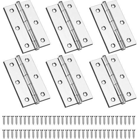 6 piezas de bisagras, bisagra de acero de 75 mm × 50 mm, bisagras con rodamiento, bisagra de piano, bisagra de piano de acero inoxidable, bisagras para puertas, bisagras para puertas de armario (1/5)