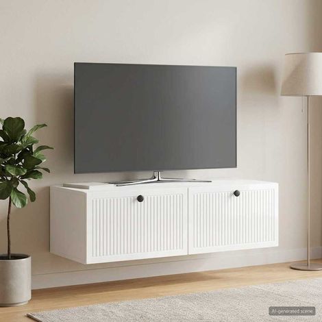 Wandmontierter TV-Schrank Hochglanz Weiß 98 x 41 x 30 cm (1/5)