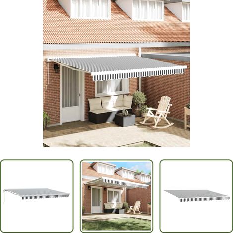 Terrassenmarkise -  Markise Einziehbar Anthrazit und Weiß 4x3 m Stoff und Aluminium (1/5)