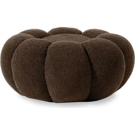 Pouf Design Fleur "Bouclette" 61cm Marron (1/4)