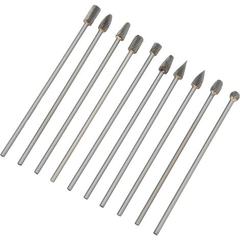 10-teiliges Set Hartmetall-Rotationsfräser, 3 mm Schaft, Multifunktions-Schleiffräserfeilen für Luftfahrt, Automobilindustrie und Schiffbau (1/5)