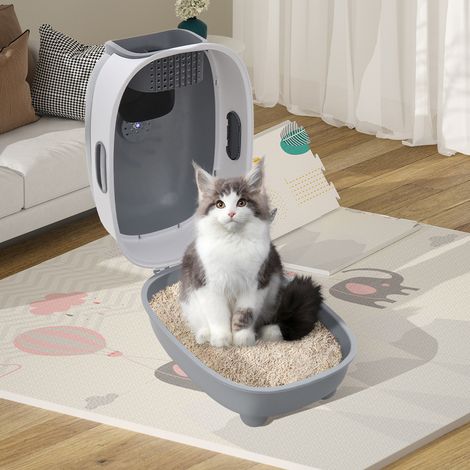 Large Hooded Cat Toilet Litter Box with UV Sterilization (1/5)